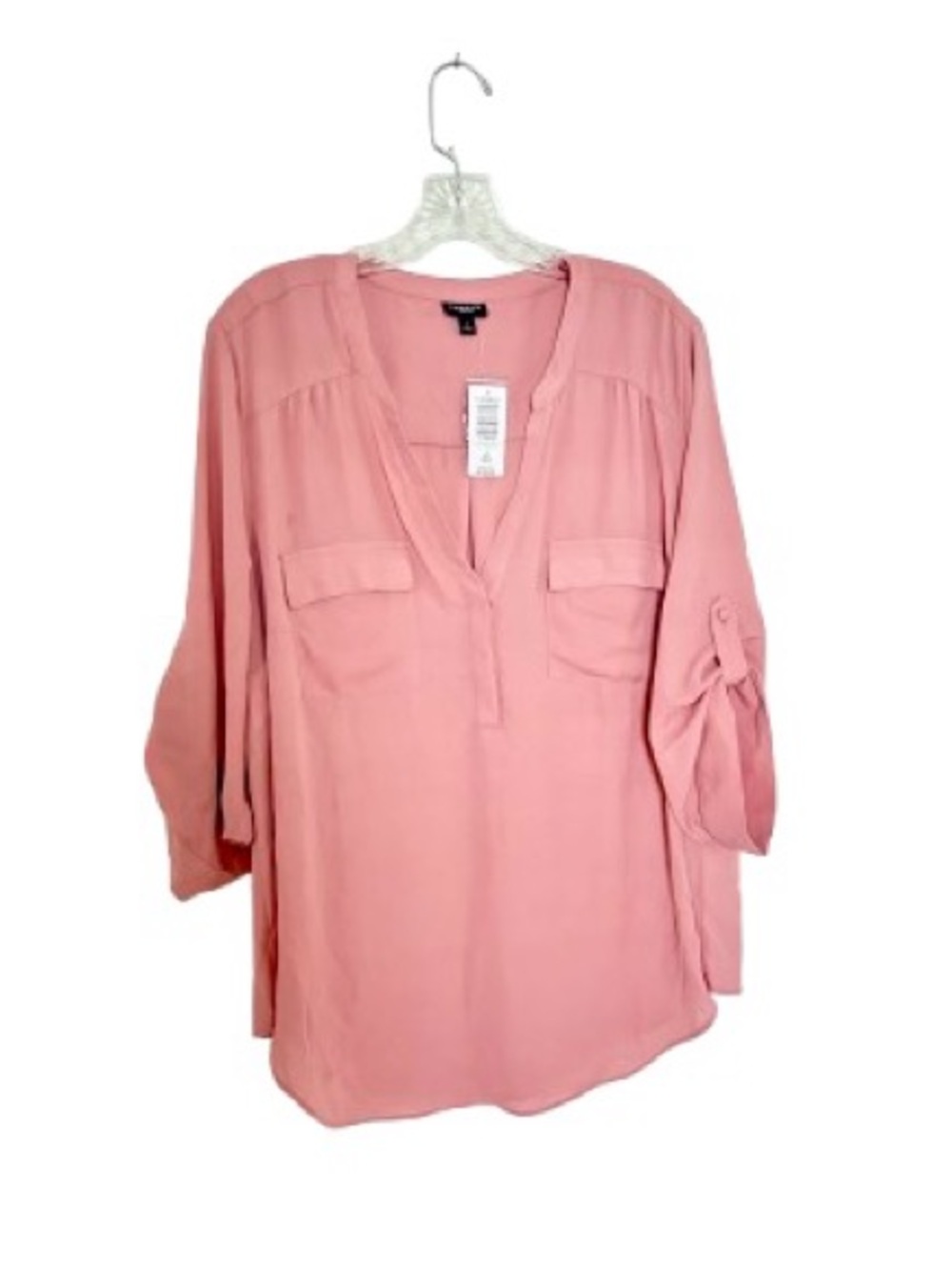 TORRID Dusty Rose HarperSplit V-Neck Tunic Popover Blouse Plus Size 2X/2 NWT New